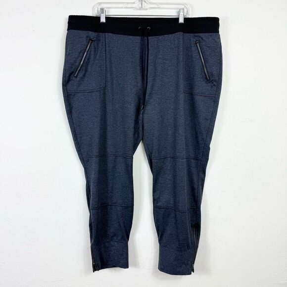 Athleta Navy Tapered Leg Elastic Waistband Jogger Sweatpants with Pockets Sz 2X - Picture 1 of 5